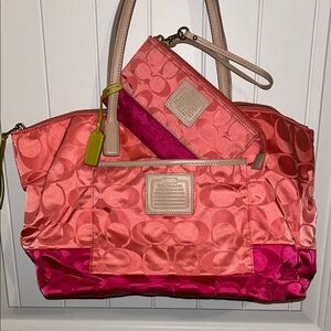 Coach Pink and Red Women's Bag Set